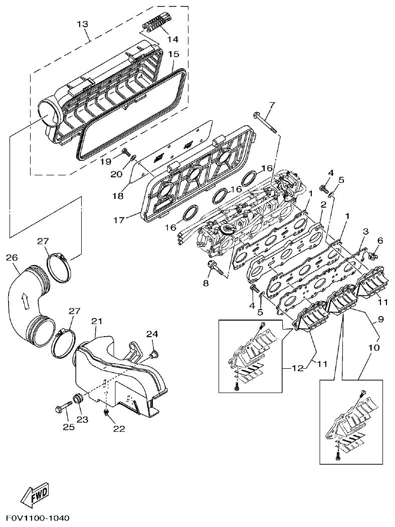 Yamaha A1 INTAKE parts diagram
